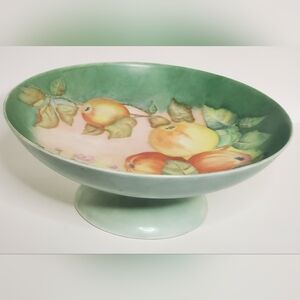 Vintage Holiday China: Fruit Motif Pedestal Bowl, Made In Germany, Hand Painted